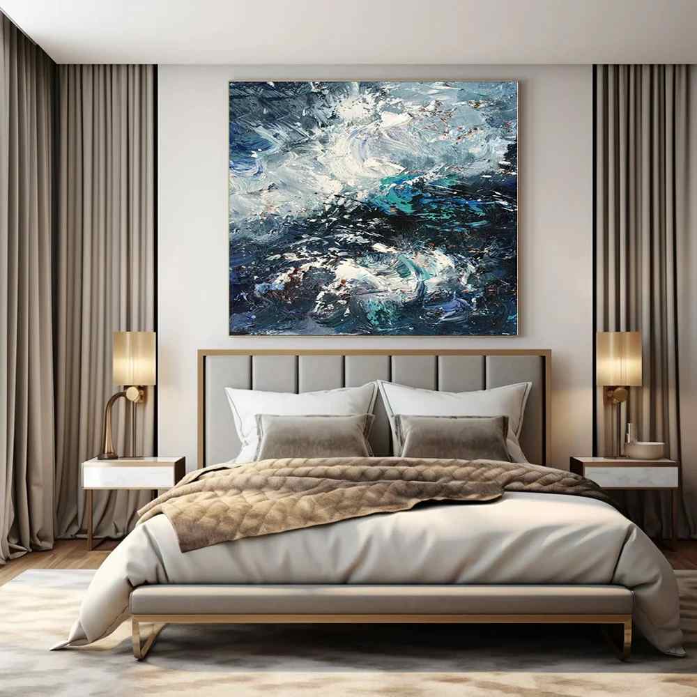 Coastal Handmade Hand-painted Bedroom Abstract Wall Art G53RL